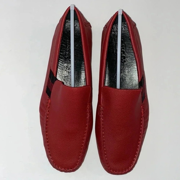 Gucci Driver Red Leather Loafers G7, US8 main image 10